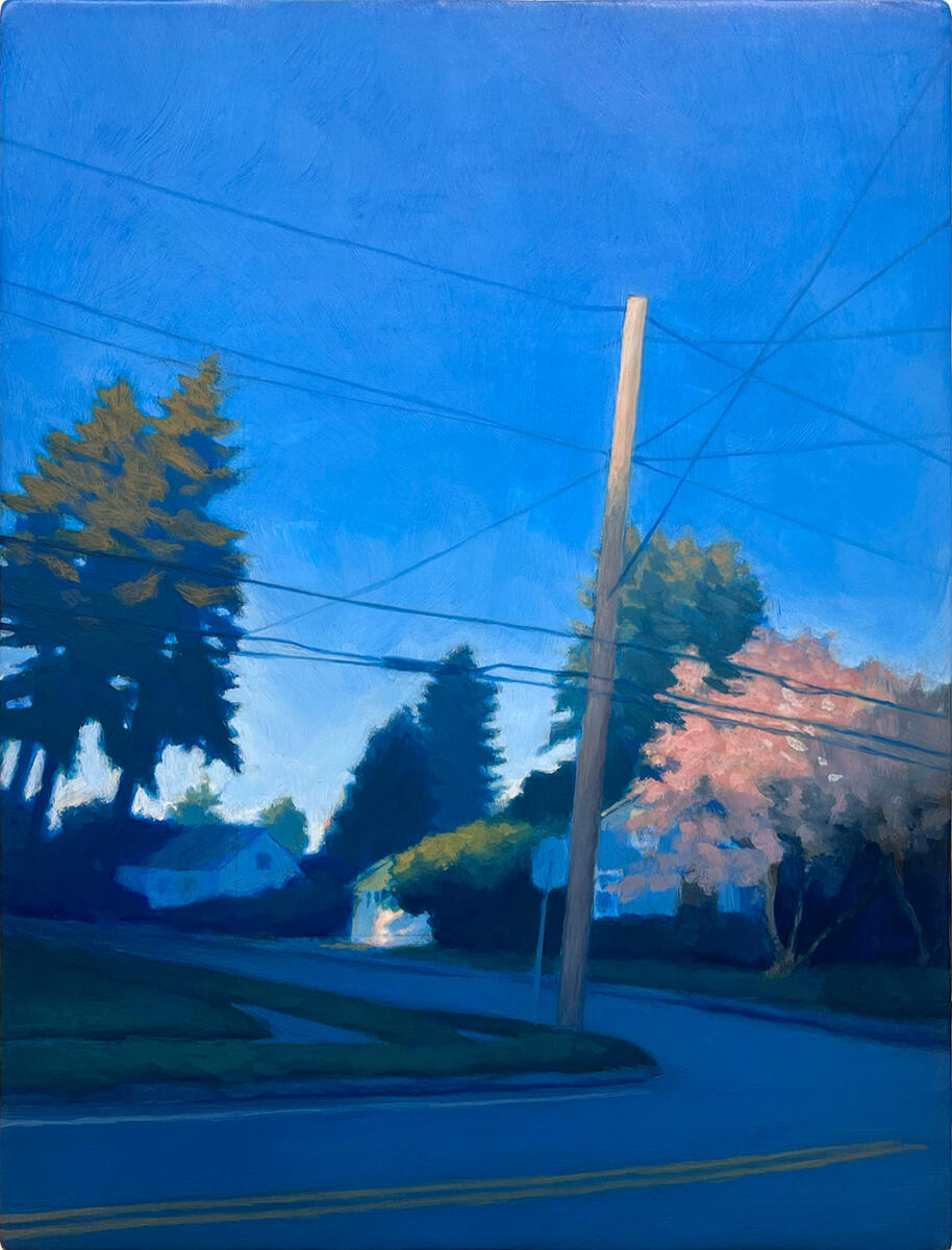 Walk to Aidan's car, 2024, acrylic on canvas, 9"x12". (unavailable)