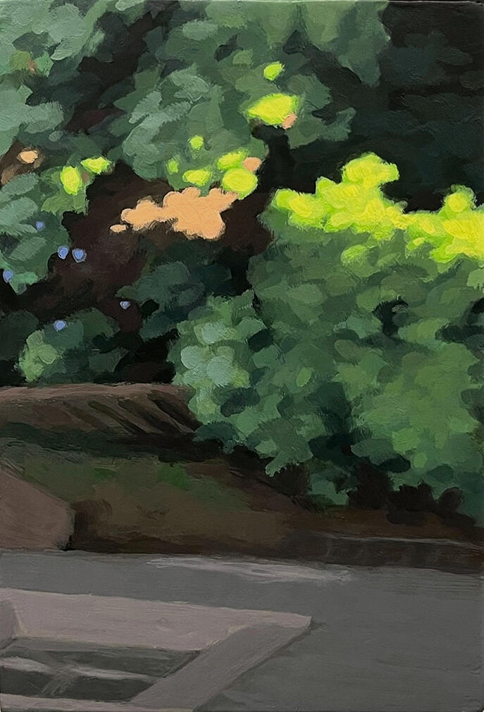 Blindside, 2024, acrylic on canvas, 5"x7". (unavailable)