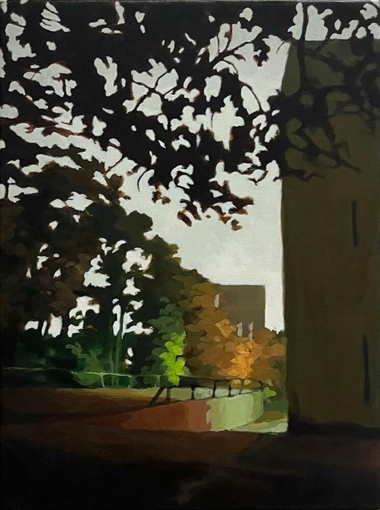 Benefit Street, 2024, acrylic on canvas, 9"x12".(available)