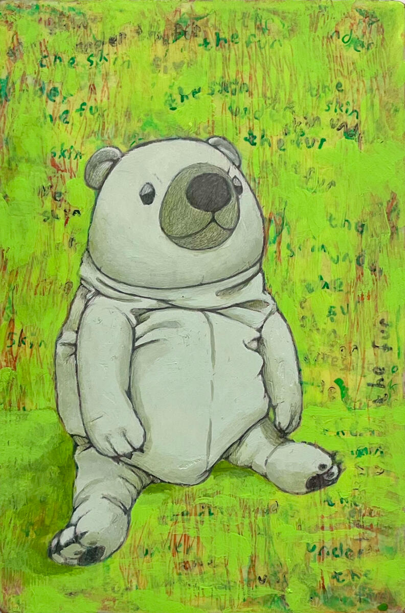 Untitled, 2023, acrylic, graphite, & molding paste on canvas, 4"x6". (available)