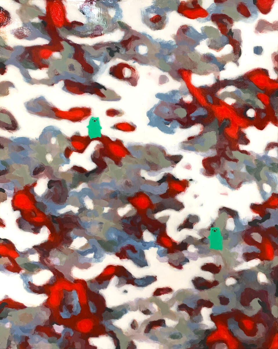 Snow melt, 2022, acrylic & gloss gel on canvas, 8"x10". (available)