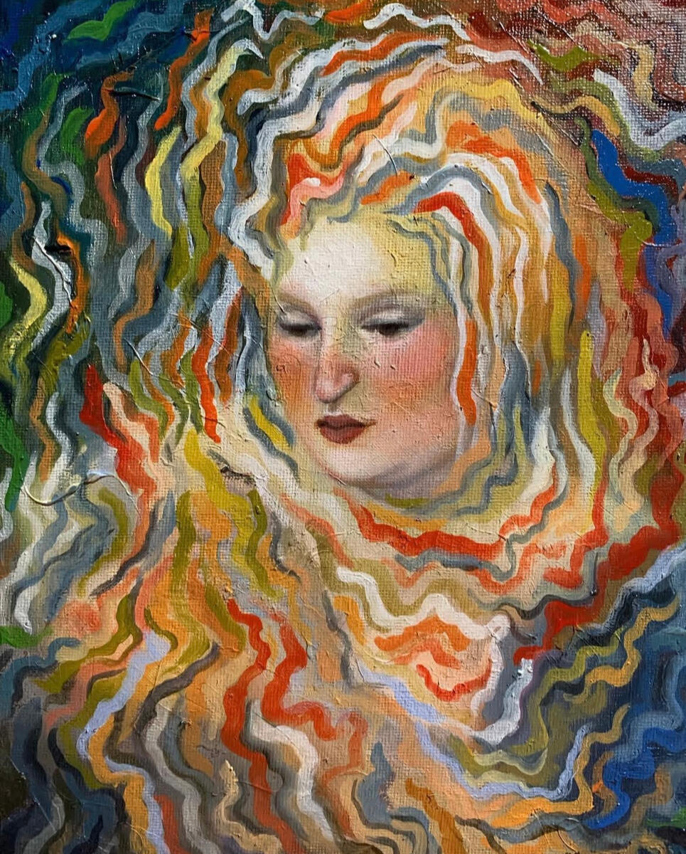 Untitled, 2019, acrylic & oil on canvas panel, unknown dimensions. (unavailable)