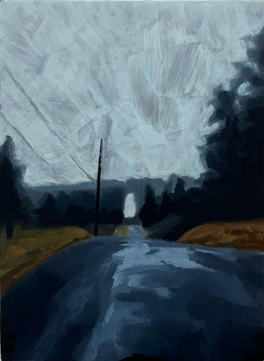 Gramma's road, 2024, acrylic on canvas, 5"x7". (unavailable)