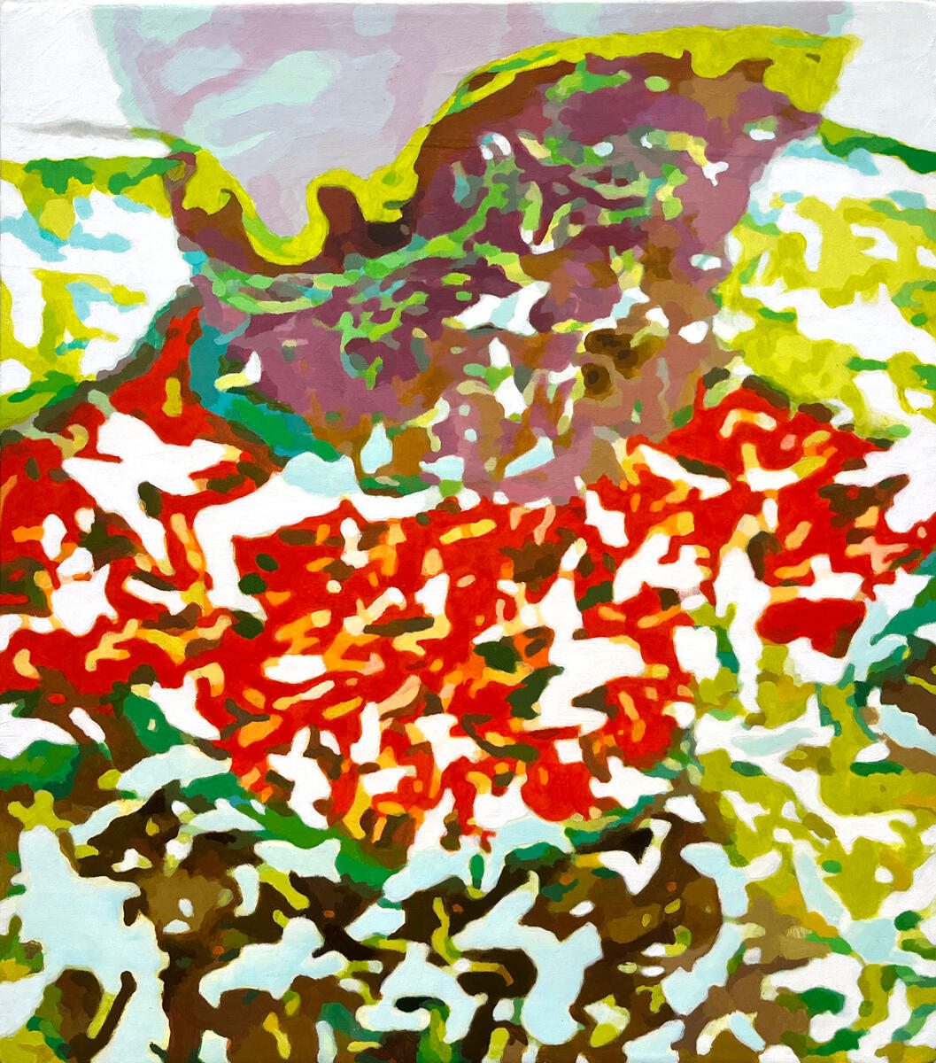 Ms. Cocoa Bear's cells, 2023, acrylic on canvas, 13"x15". (unavailable)