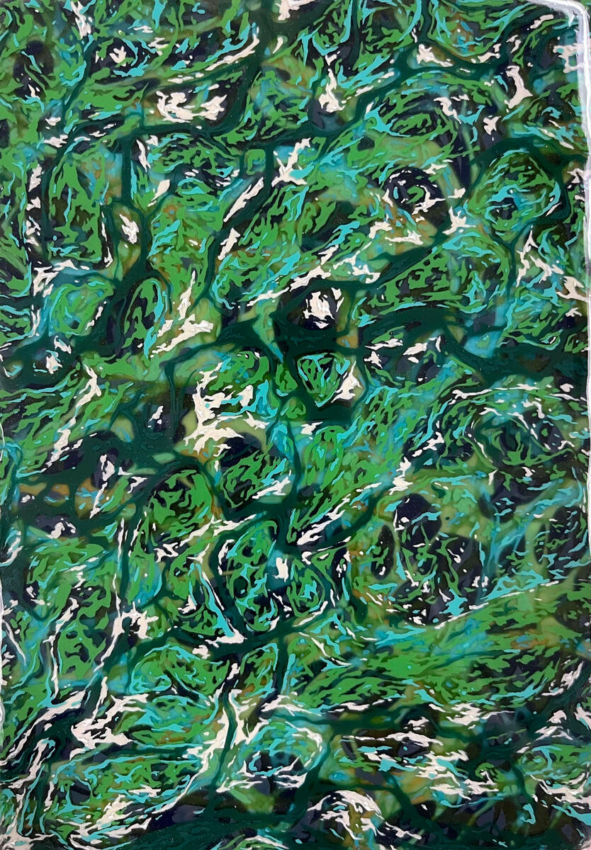 Topography, 2023, acrylic & gloss/matte gel on canvas, 5"x7". (available)