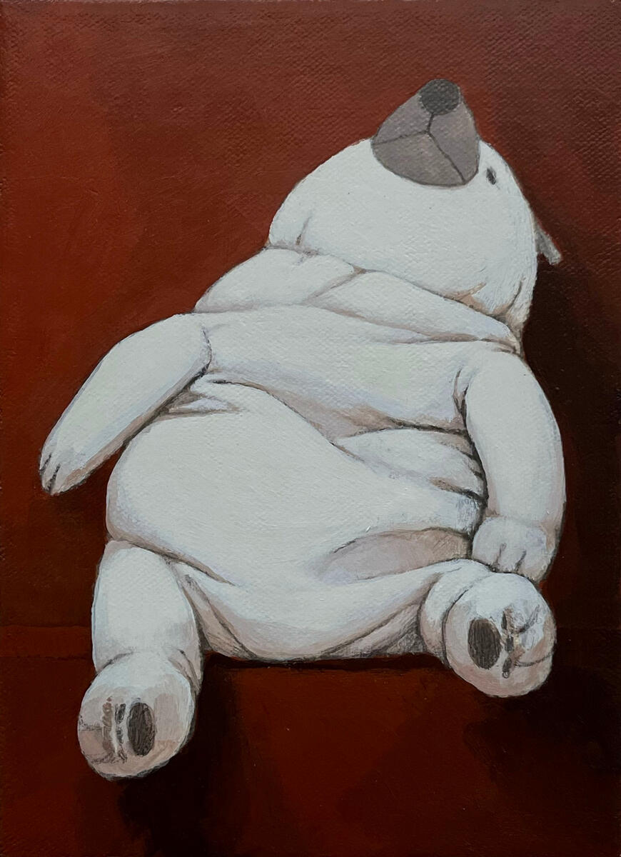 Untitled, 2023, acrylic, graphite, & molding paste on canvas, 5"x7". (available)
