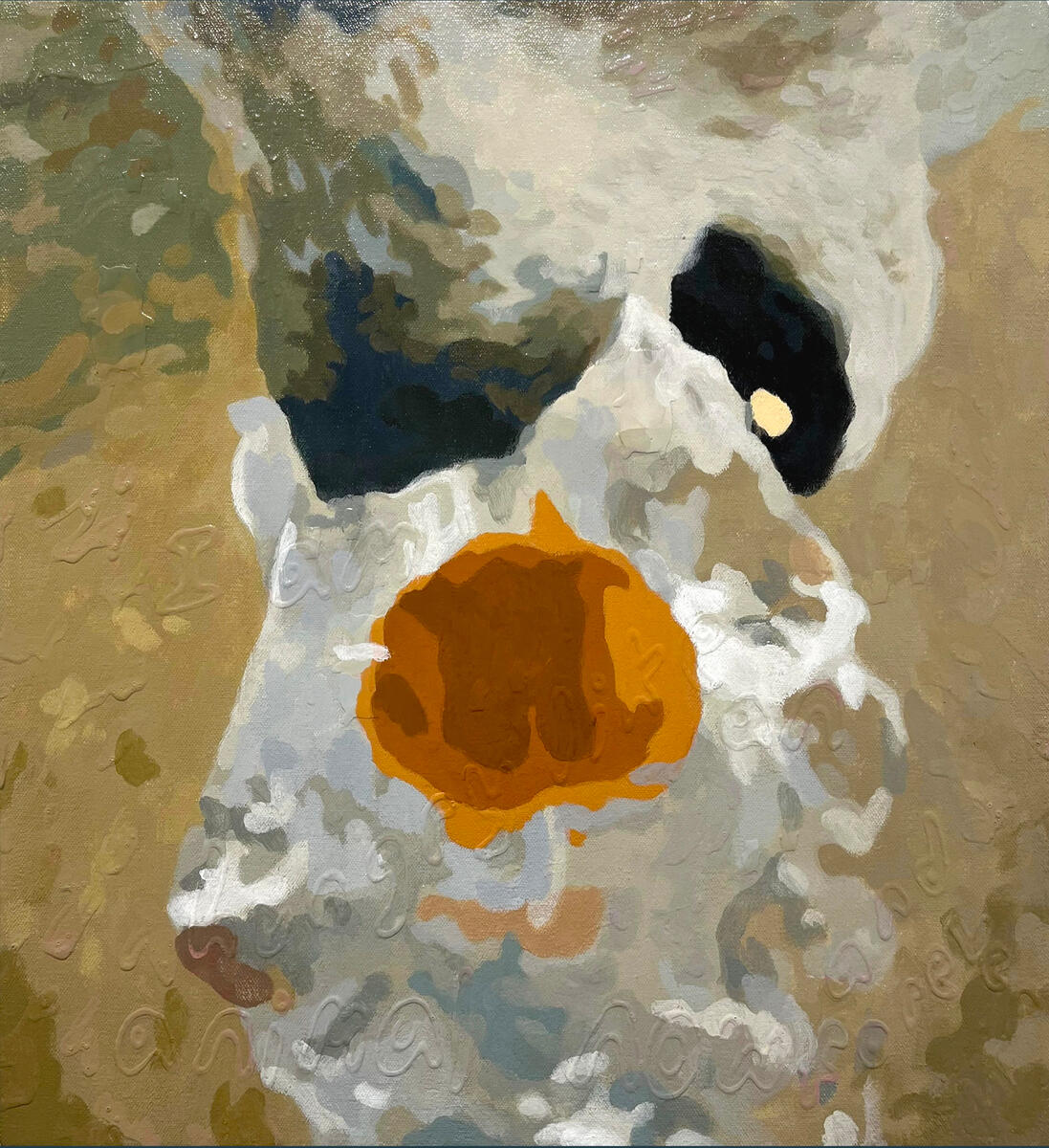 I am hungry like an animal now and forever, 2022, acrylic & gloss medium on canvas, 15"x16". (unavailable)