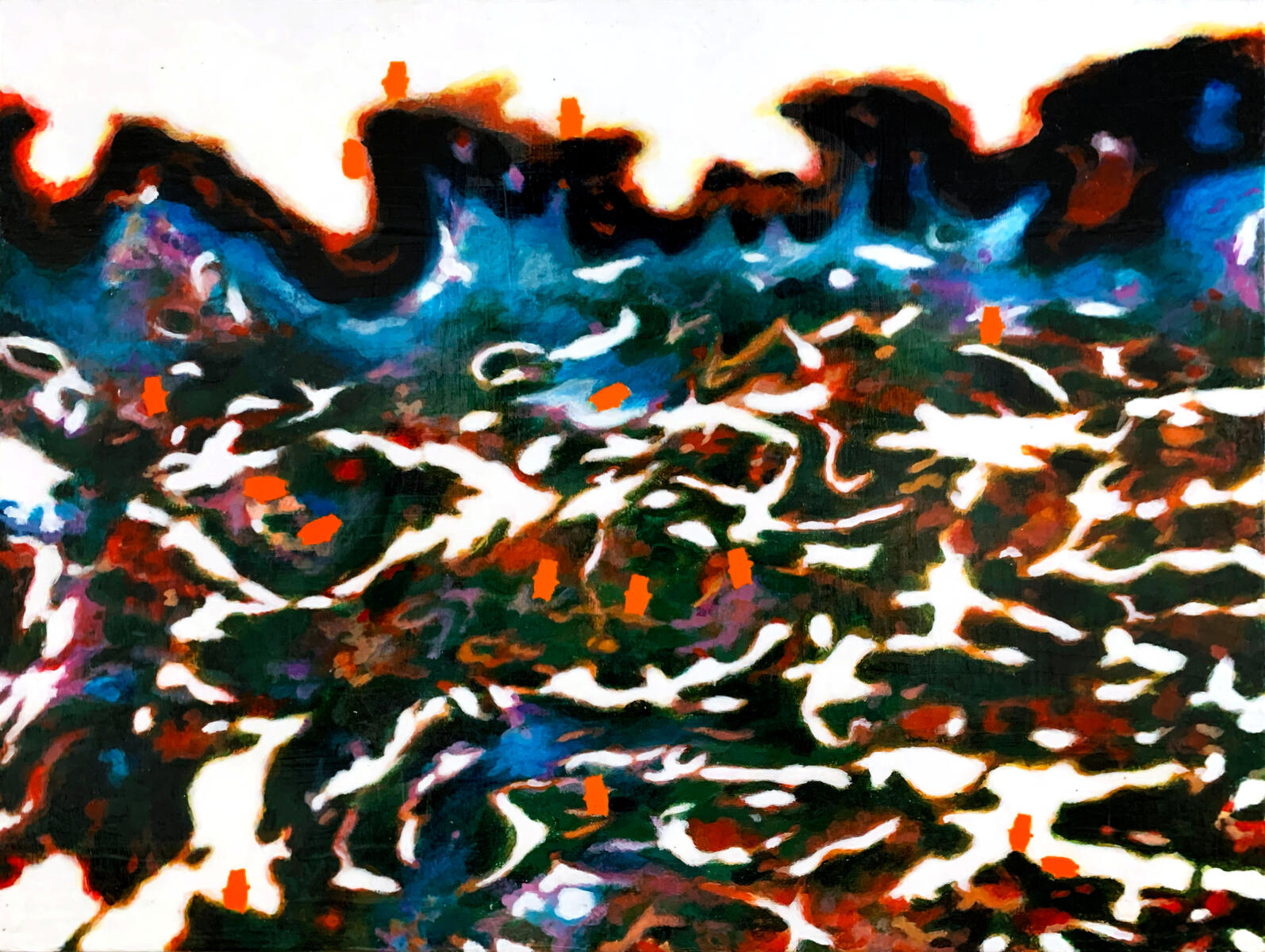 Scar cell, 2022, acrylic & gloss gel on canvas, 20"x15". (available)