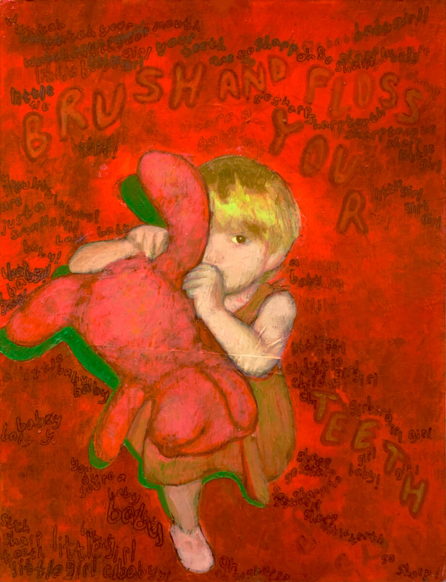 Melodramatic, 2021, acrylic & gloss gel on masonite panel, 9"x12". (unavailable)