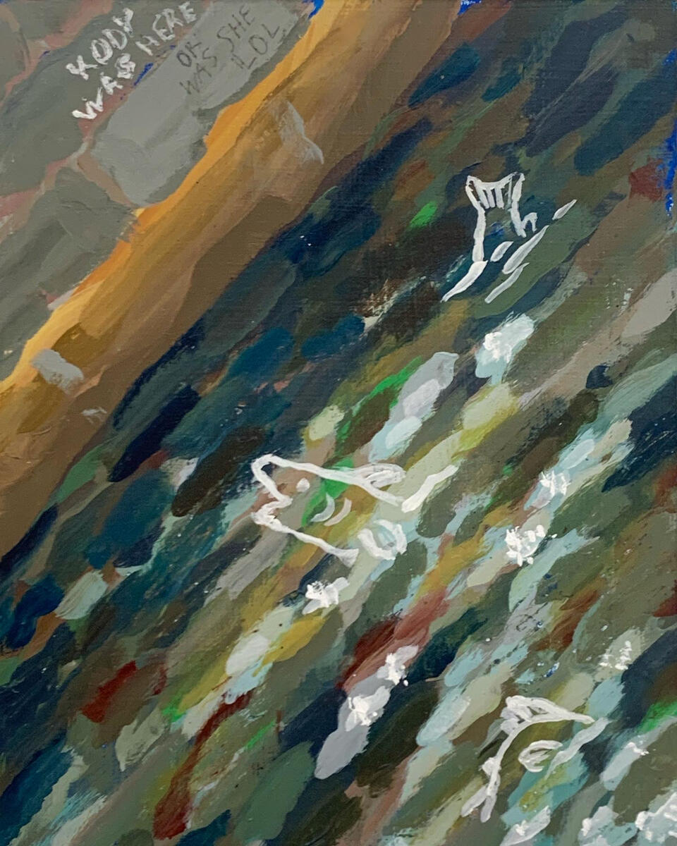 Canal I, 2021, acrylic on masonite panel, 9"x12". (available)